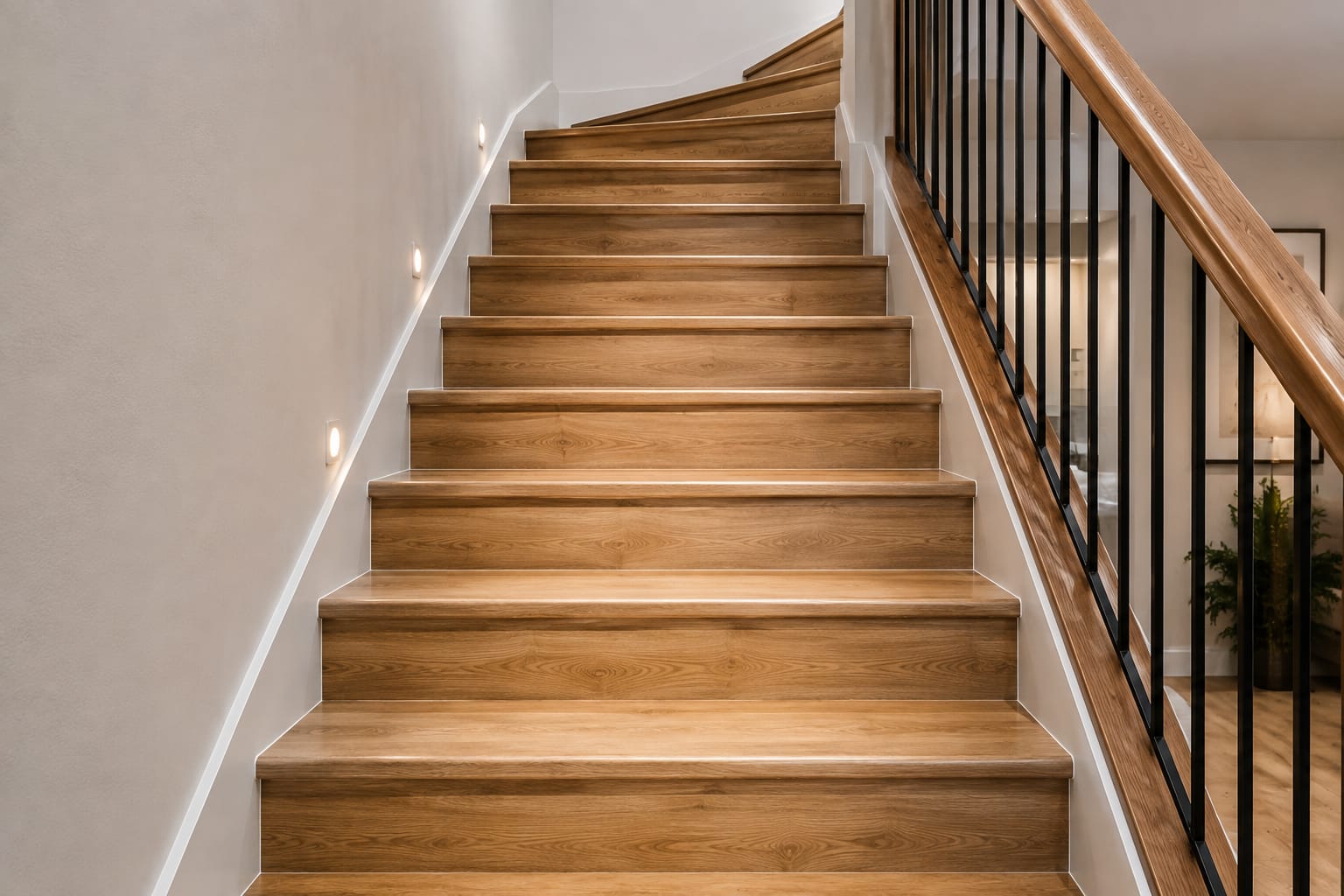 Professional stair flooring installation in a Dubai home
